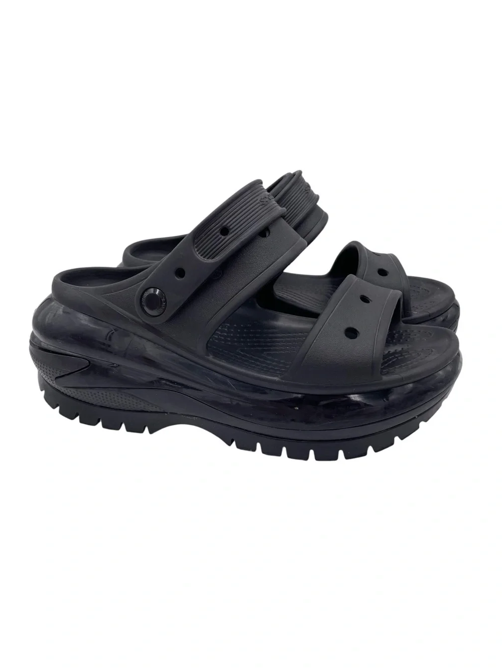 Crocs Classic Mega Crush Platform Wedge Sandals Black Women's Size 9 Men's 7